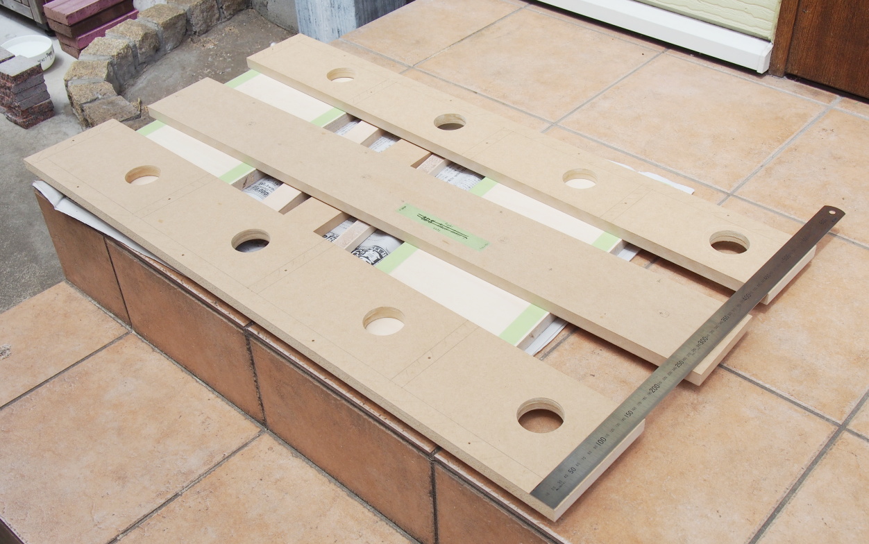 1. Back boards (BD8-9) placed on a flat place (entrance porch)
